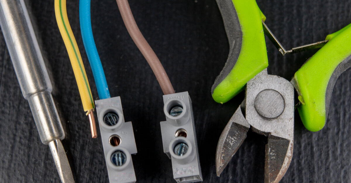 Electrical Wires Mounted To An Electrical Outlet Electrical Accessories Installed In The House Dark Background